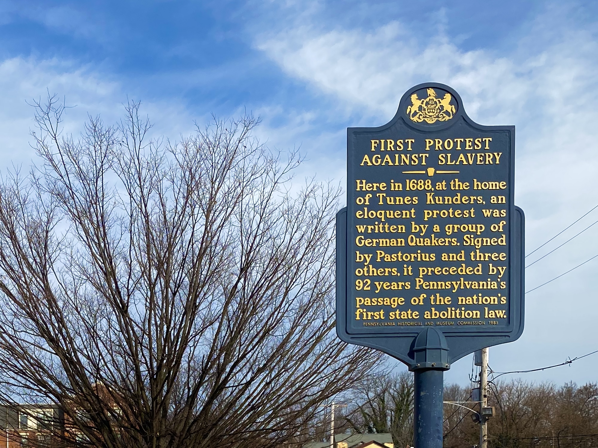 Here Slavery’s Death Began by Raymond M Lane, 5.1.2010 1688” width=